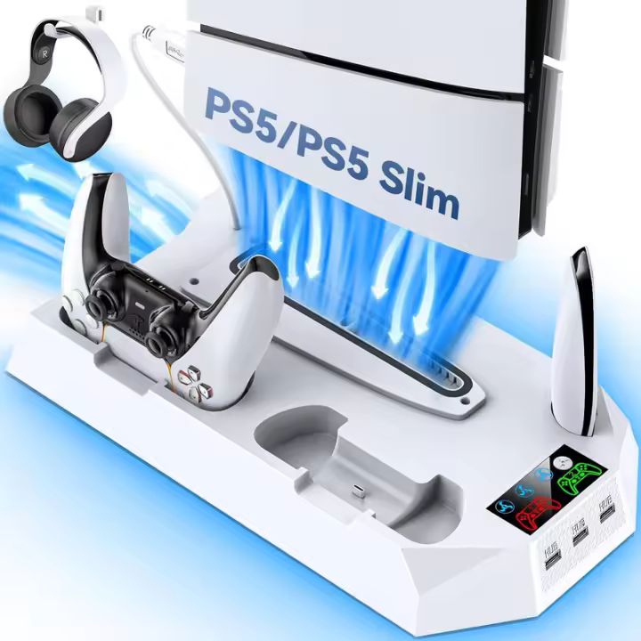 Base de ventilador con soporte de enfriamiento universal para Consola PS5/Slim/Pro, Carga Directa con enchufe - 1