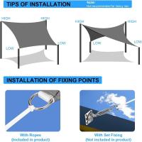 Sol revela Sombra Velos 2,5 m x 2,5 m Cuadrado Sombra Velas waterproof en Aire Libre Jardín protector solar Toldo with Cuerda, Gris - details 3