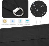 Toldo Vela de Sombra Rectangular 3x5m Negro, Toldo Impermeable con Protección UV para Jardín Terraza Patio Exterior Piscina con Cuerda Gratis - details 2
