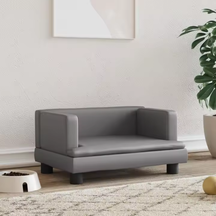 Cama para Perros de cuero sintético gris 60x40x30 cm - 1