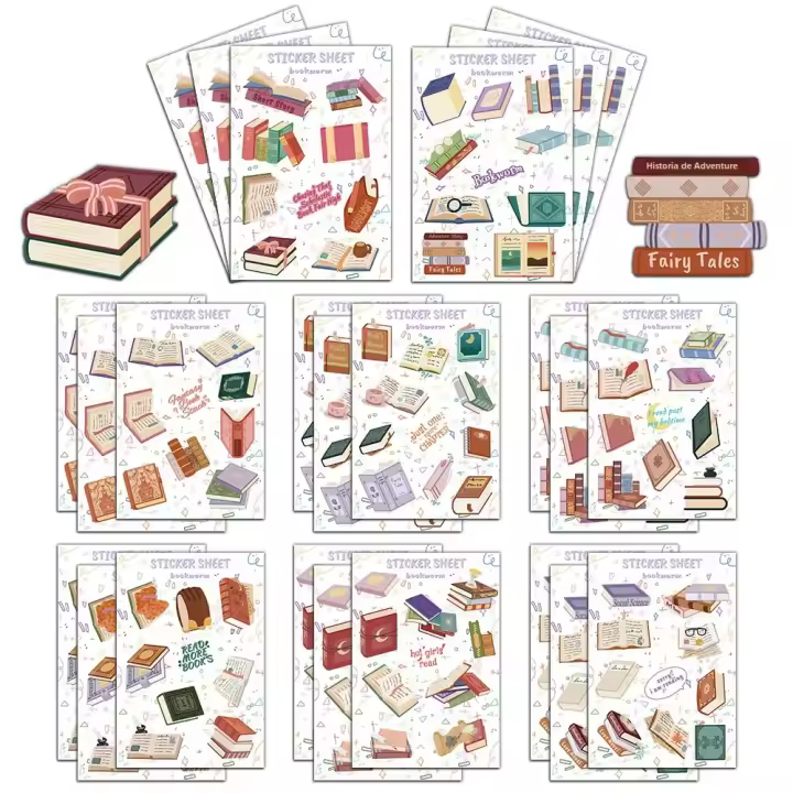 8PCS Pegatinas Creativas De Libros Retro Para Teléfono Móvil Y Computadora Resistentes Al Agua Estilo DIY Notebook - 1