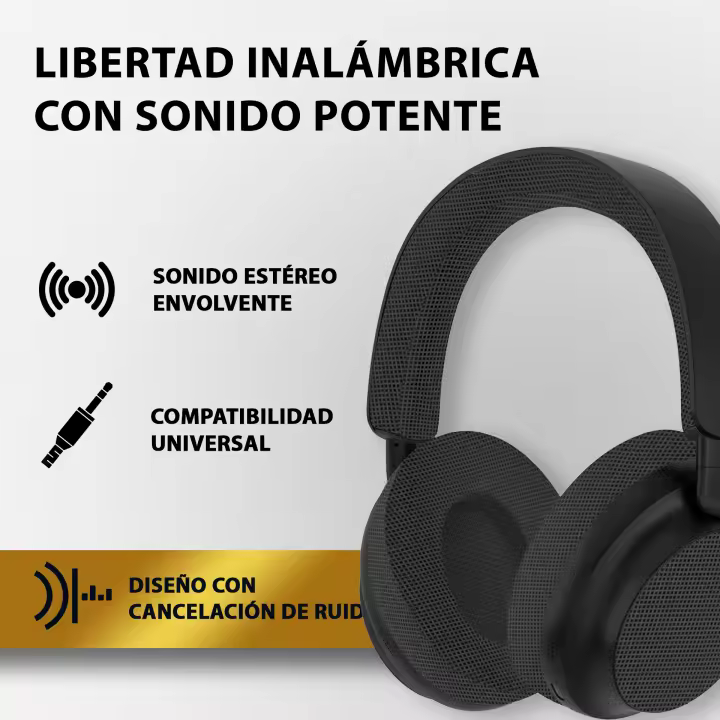ND09 Auriculares inalámbricos de Bluetooth Cascos auriculares de diadema supraaurales wireless over ear Cascos auriculares bluetooth de diadema con cancelación de ruido Cascos de sonido estéreo y bajo potente con duración 40H y 3 niveles de ajuste - 1