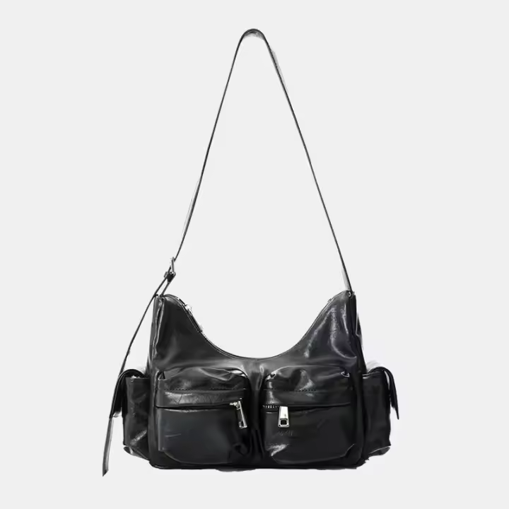 Bolso De Mano Jozy Para Mujer Diseño Trend Negro Con Varios Bolsillos Bolso Cruzado Y2k Biker Hombro Subarmpa Estilo Vintage - 1