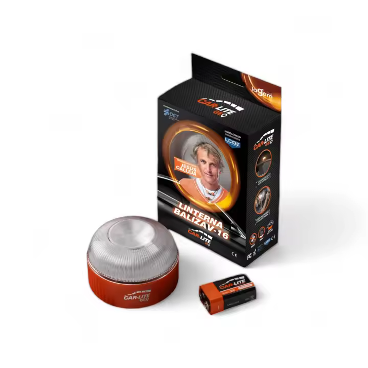 Luz de emergencia V16 Car-Lite, baliza de señalamiento V16 LED, lámpara V16 seguridad para carretera intermitente. - 1