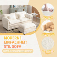 Moderno minimalista sofá de 2 plazas con reposapiés, Techo de chenilla con compartimientos de almacenamiento laterales y Zapatos, Cómodo y espacioso, adecuado para Salón/dormitorio - details 1