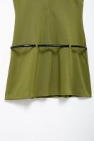Vestido Mini Verde Con Cinturón Y Cierre De Cremallera En Espalda DUOPERI Para Mujer Estilo Vintage V-Neck Sin Mangas Chic Y Elegante Para Verano - details 8