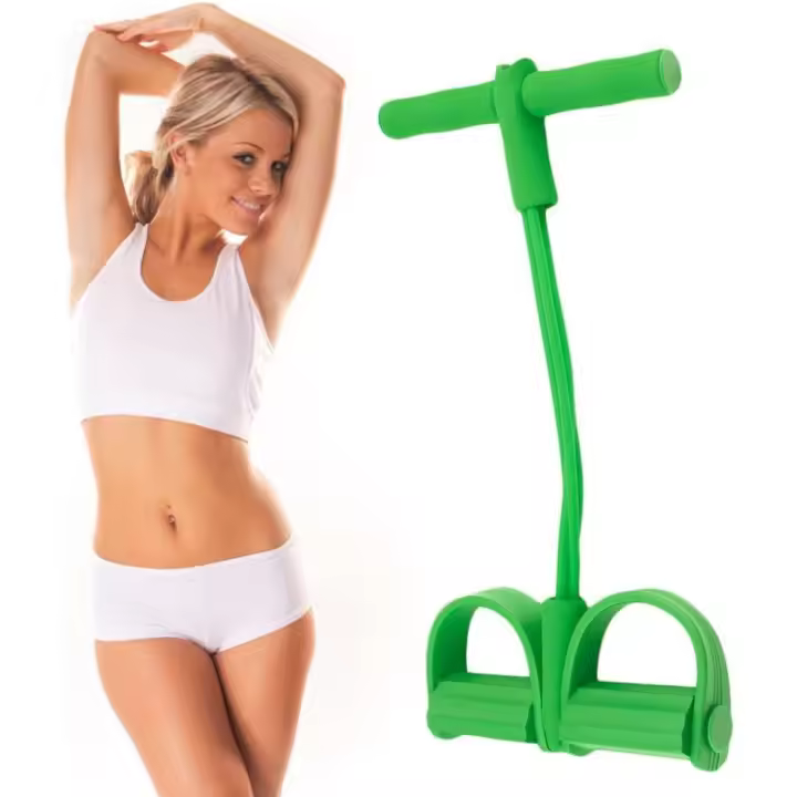 piezas de entrenador de fuerza para abdominales, 4 tubos con cordón elástico, ejercitador de abdominales con pedal para fitness, estiramiento y adelgazamiento, verde - 1