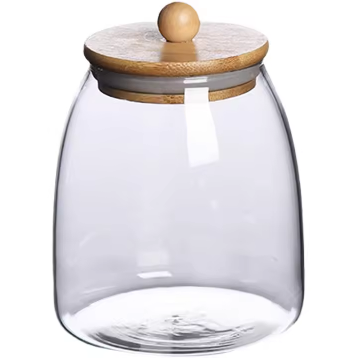 Juego De Botellas De Almacenamiento Ecológicas De Vidrio Con Tapa Madera Para Cocina Gran Capacidad Para Azúcar Y Té - 1