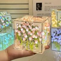 Lámpara De Espejo En Forma De Tulipán DIY Luz Nocturna De Flor Simulada Para Dormitorio Regalo De Cumpleaños Hecho a Mano - details 0