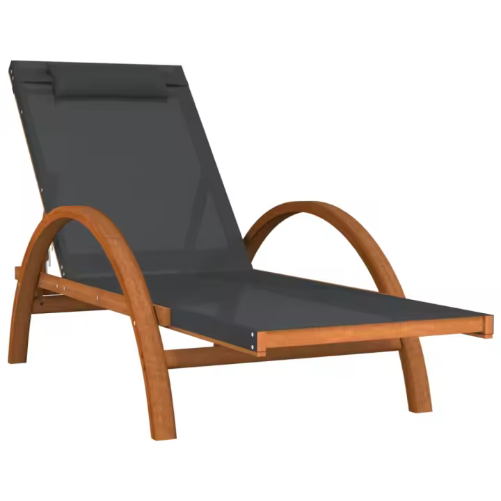vidaXL Tumbona con cojín textilene y madera maciza de álamo Sillas de Exterior Ideal para jardín, playa, piscina, terraza Tumbona Piscina Tumbonas Playa Tumbonas Jardín Exterior - 1