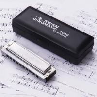 SW1040 Armónica Cromática De Cisne 10 Agujeros 40 Tonos En Clave De C Plata Con Caja Exquisita Armónica Para Música - details 0