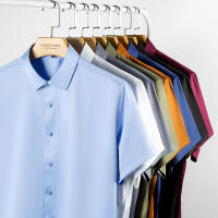 Camisa De Hombre 5XL En Seda Suave Para Verano Social Formales Con Manga Corta Cuidado Con Detalles Negocios Slim Fit Casual Blanca Pura No Hierro - details 1