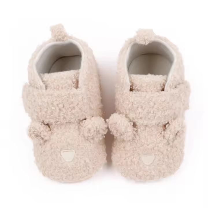 Zapatillas De Otoño Invierno Para Bebé Recién Nacido Lindo Oso De Dibujos Animados Antideslizantes Primera Caminata Niño Y Niña 0-12M Material Superior De Tela Cierre De Correas - 1