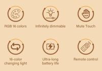 Lámpara De Noche RGB Recargable Toque Con Control Remoto Luz Decorativa LED Para El Hogar Vida Útil De La Batería Larga Duración Para Dormitorio - details 1