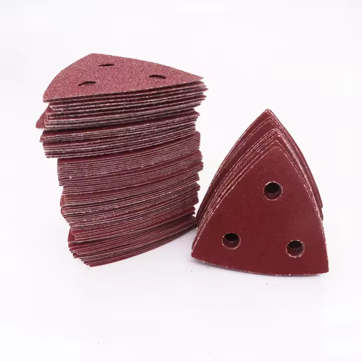 100pcs De Papel De Herramienta Triangular De 80 Mm Con 3 Agujeros Discos De Mezcla Ajustable Para Herramienta Oscilante Y Paja De Arena 60-400 Grit - 1