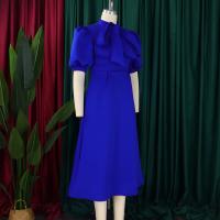 Vestido Elegante De Fiesta Para Mujer 2024 Con Cuello Con Lazo Manga Corta Cintura Alta A-Line Plisado Hasta El Tobillo Vestido De Cumpleaños - details 17
