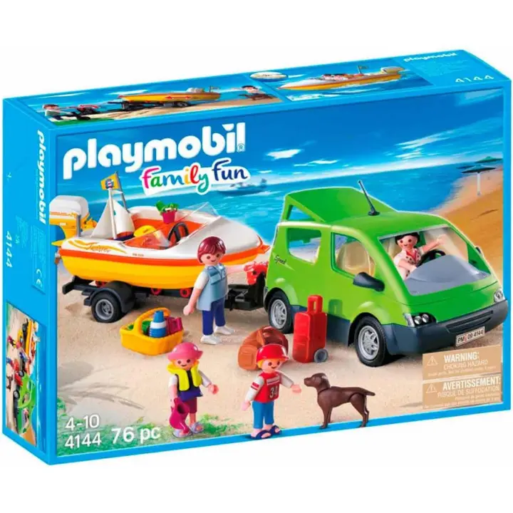 PLAYMOBIL 4144 Vacaciones Coche Familiar  +Lancha - 1