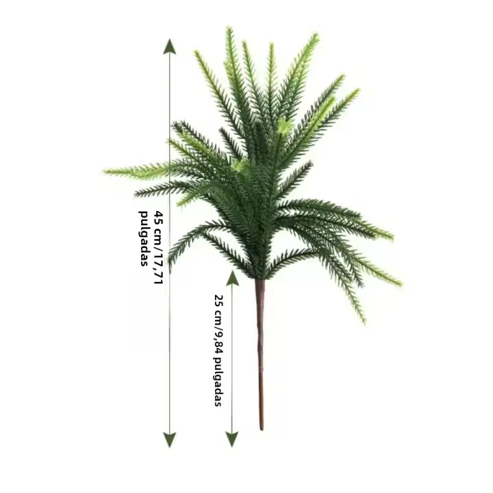 Corona De Piñon Artificial De Navidad De 45 CM Ramas Verdes Falsas De Pino Norfolk Para Decoración Interior De Hogar Y Exteriores - 1