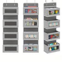 Organizador De Puerta 4-Niveles Gran Capacidad Para Almacenamiento Montado Caja Colgante Para Cosméticos Juguetes Color Gris Negro Tamaño 98*32*11cm Peso 540g - details 0