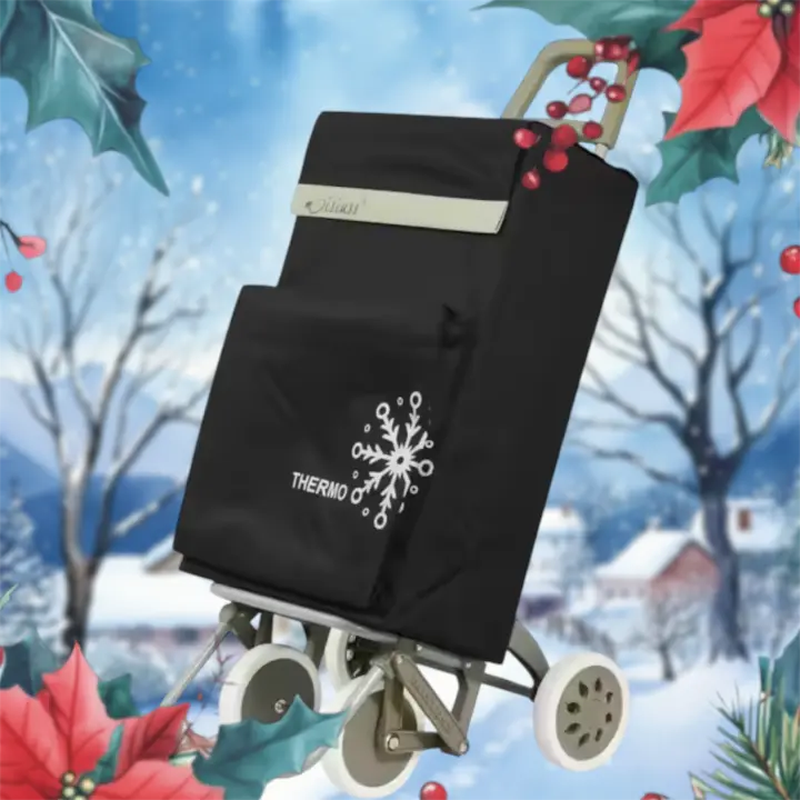 Carrito de Compra Plegable [Carro Carrito] Ligero Bolsa Termo 90x30x39cm , Resistente, Plegable, con 4 Ruedas Resistentes, para la Compra de Alimentos, Capacidad de Carga 40 Litros - 1