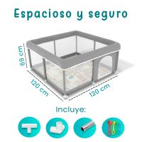 JUPPLIES Parque Infantil Bebe 120x120cm + Alfombra Bebe + 2 Agarraderas – Corralito Bebe con Malla Transpirable – Parque de Juegos Bebe Plegable con Puerta Lateral – Playpen Bebe - details 3
