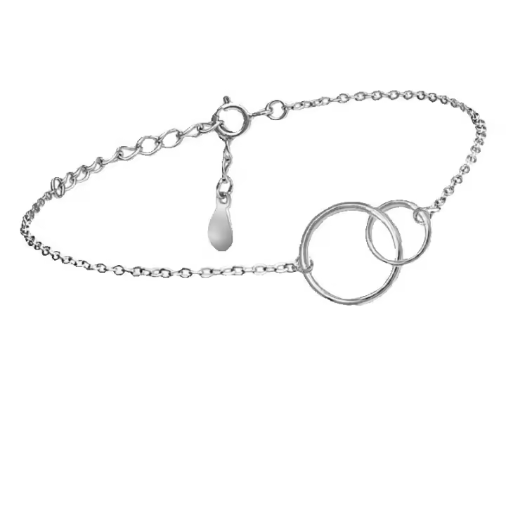 Pulsera de Plata con Círculos Entrelazados, Cadena 16+3 cm, Diseño Minimalista, 13 mm, Ref: CHP133PULP1734B - 1