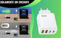 Cargador USB C - Cargador USB Carga Rápida Múltiple 4 Puertos - Enchufe Multiple USB C – Adaptador USBC  Marca NFMAXONE Compatible de Samsung, iPhone - iPad, Huawei, Google, Carga Rapida 40W - Enchufe iPhone - details 3