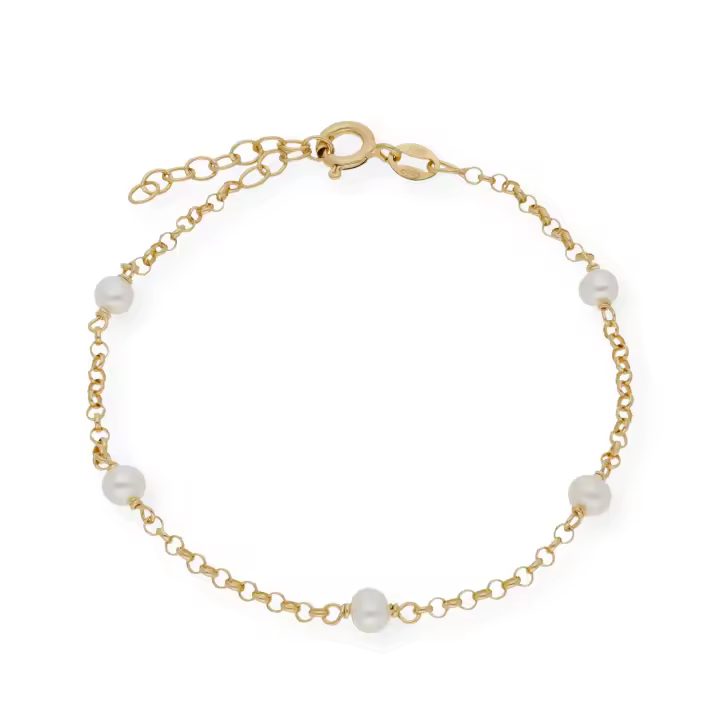 Castellano Joyeros - Pulsera en Plata de Ley 925 Bañada en Oro de 18K con Perlas - 1