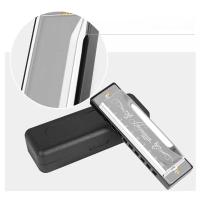 Harmonica De 10 Agujeros Y 20 Tonos En Clave C Colorida Instrumento De Viento De Madera Y Plástico Ecológico Rojo Plata Negro ABS - details 4