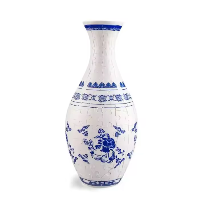 Vaso De Jazmín 3D Puzzle Bloques De Porcelana Azul Y Blanco 160PC Desmontables Curvas Regalo Para Adultos Decoración Del Hogar Arreglo Floral - 1