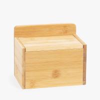 SALERO de Madera de Bambú con Tapa 14 cm - Color Marrón - Recipiente cuadrado con tapa - Diseño Elegante y se Adapta a Cualquier Estilo de Cocina. La Tapa de Bambú Mantiene la Sal Fresca y Seca - details 2