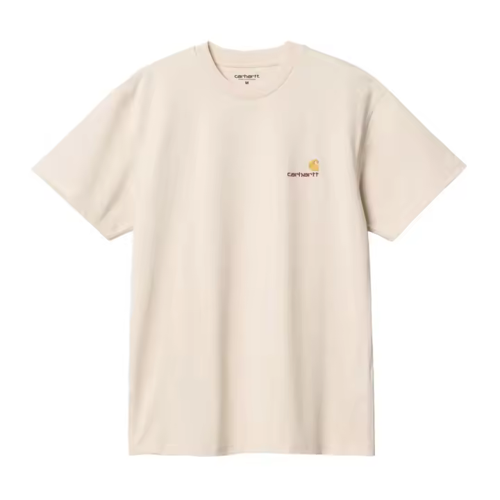 Camiseta Carhartt Beige S/S American Script T-Shirt Natural Corte Holgado - 1