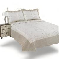 KingnetStore - Colcha Bouti Bordada Acolchada, Colcha Cubre Cama 100% Poliéster. Fina, Extra Suave y Ligera. Ideal para Primavera Verano Entretiempo, Con Funda Cojín Almohada, Elegancia y Suavidad con un Diseño Floral. Para Cama de 90 105 135 150 CM - details 3