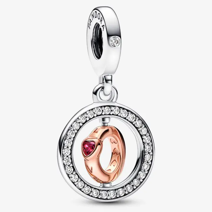 Pandora Charm de Colgante en Plata de Ley latido del corazón girando  782600C01，Incluye Caja Original - 1