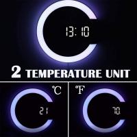 Reloj de pared LED, Creative remote control, Reloj digital, Espejo Hueco, Alarma de temperatura, caja de cambios de 7 Colores, Luz Nocturna Blanca para el hogar y la Oficina - details 2