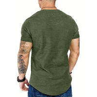 Camiseta Deportiva Para Hombre Cuello Redondo Manga Corta Ajustada Fitness Casual Hip Hop Verano Moda Sólida Basic Top - details 7