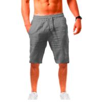 Shorts De Lino Y Algodón Para Hombre Summe Pantalones Transpirables De Color Sólido Fitness Streetwear Talla 3XL - details 8