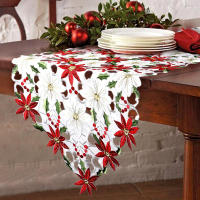 Mantel Navideño Bordado Con Diseño De Enseña Navideña Para Decoración Del Hogar Y Año Nuevo Material De Poliéster - details 5