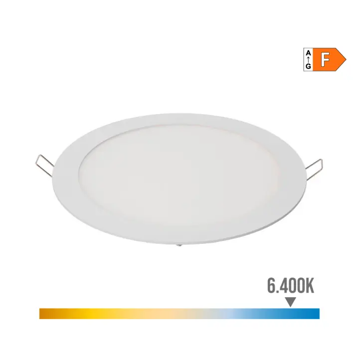 Edm Downlight Led Empotrable Redondo 20w Luz Fria 6400k 1500lm Blanco ø22,5cm - 1