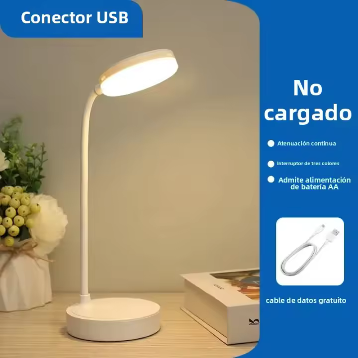 Lámpara De Escritorio USB Recargable Luz Nocturna Lectura LED 3 Modos De Modulación Protección Ocular Lámpara De Lado Para Cama - 1