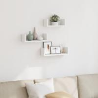 Estante de pared 3 unidades madera de ingeniería en color Roble Sonoma/Blanco/Negro y más | práctico organizador multiusos diseño compacto funcional - details 1