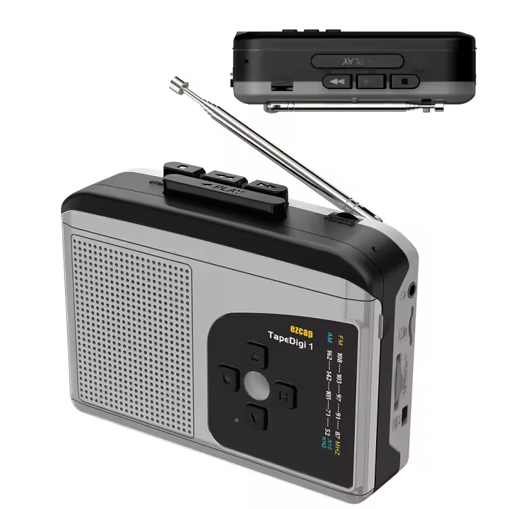 Reproductor De Cintas Cassette 234 Portátil Con Radio AM FM Convertidor De Cintas a MP3 Altavoz Integrado Jack De Auriculares - 1