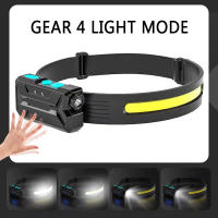 Linterna Frontal Recargable Con Sensor Y Batería 18650 COB LED Para Pesca Y Camping Luz De Mano Con Pantalla De Potencia Impermeable - details 4