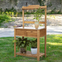 Mesa de Plantación con Banco DE TRABAJO galvanizado, estante y Jardinera, Mesa de jardinería de exterior para Jardines y Terrazas - details 0