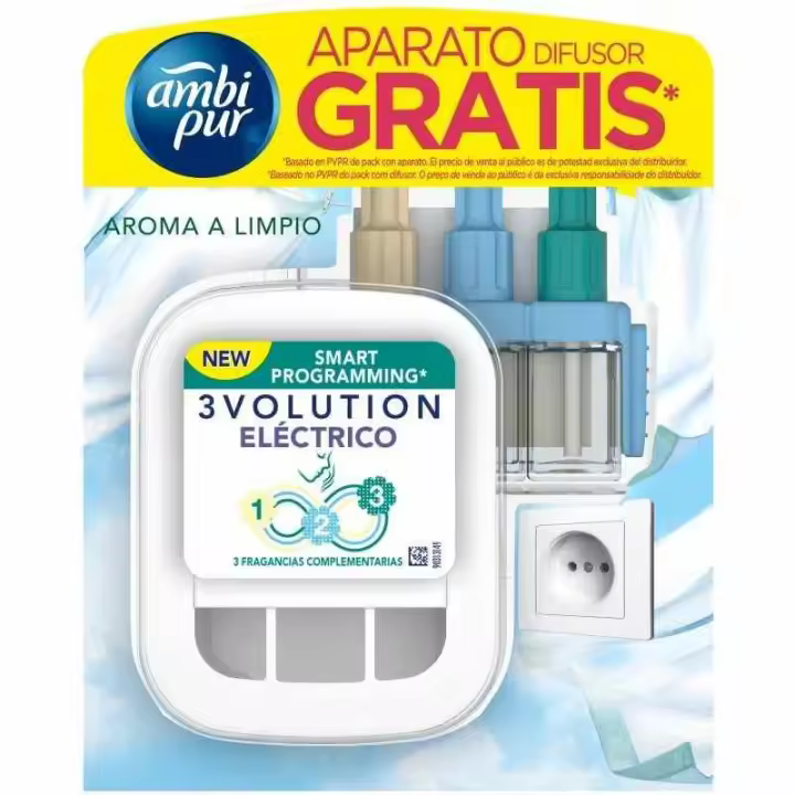 Ambipur 3 Volution fragancias Aroma a Limpio Recambio + Difusor - 1