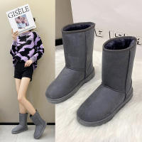 Botas De Nieve De Piel Suave Para Mujer Botas De Media Calf Comfortables Y Calientes Con Suela Gruesa Y Tacón Medio Estilo Casual Y Moda Color Sólido Invierno - details 2