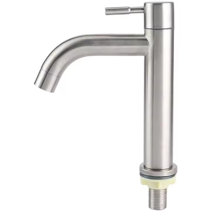 G1/2 acero inoxidable cepillado solo agujero grande tazón de agua fría mezclador grifo - 1
