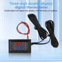 Termómetro Digital De 3 Dígitos Con Doble Pantalla NTC Metálico Impermeable Con Dos Sondas DC4-28V Longitud De Líneas Roja Y Azul 1M Proba Cilíndrica - details 1