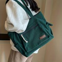 Bolso De Hombro De Corduroy Sencillo Color Sólido Retro Con Múltiples Bolsillos Para Escuela Trabajo Y Compras Unisex - details 3