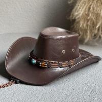 Sombrero De Vaquero Vintage De Cuero Sintético Para Mujeres Y Hombres Sombrero De Paja Panama Para Mujeres Sombrero De Jazz Cowgirl Hombre - details 2
